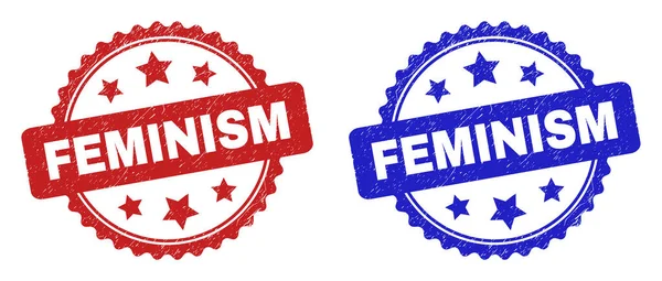FEMINISM Rosette Watermerken met Rubber Textuur — Stockvector