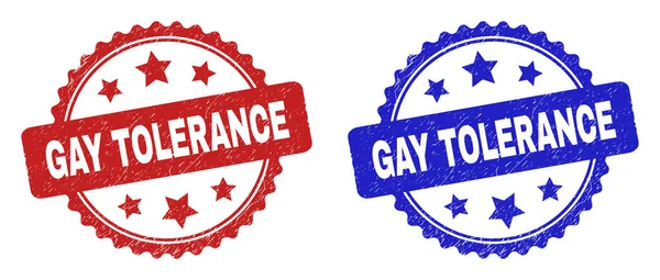 GAY TOLERANCE Rosettensiegel mit Grunged Style — Stockvektor
