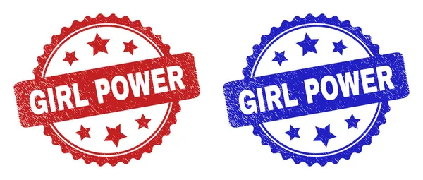 使用遇险表面的GIRL Power ER Rosette邮票封条 — 图库矢量图片