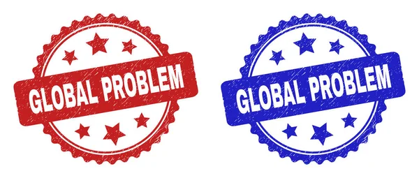 PROBLEMA GLOBAL Rosette Watermarks usando estilo Grunged — Vetor de Stock