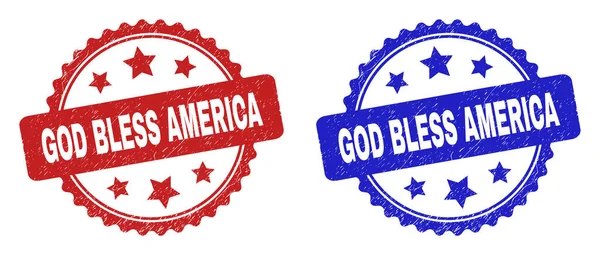 GOD BLESS AMERICA Rosette Stamps with Unclean Texture — Stock Vector