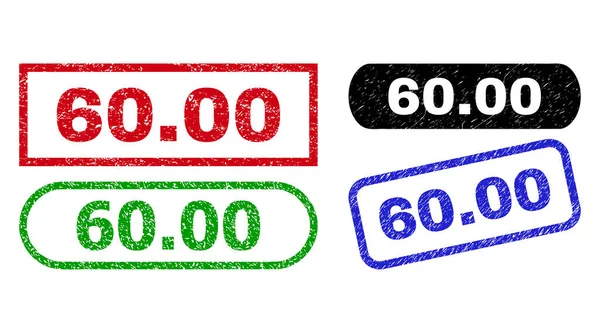 60,00 retângulo selo selos usando superfície riscada —  Vetores de Stock