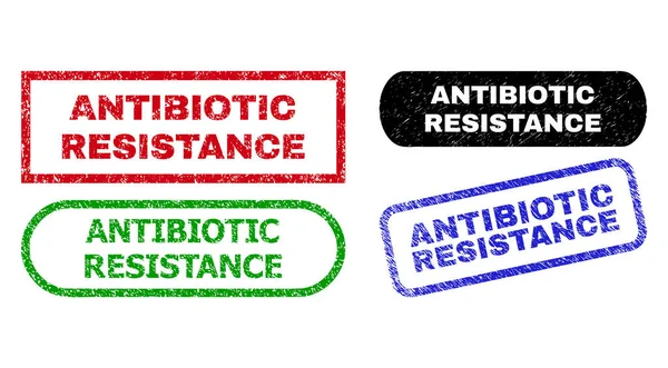 RESISTENCIA ANTIBIÓTICA Rectángular Sellos Usando Estilo Impuro — Vector de stock