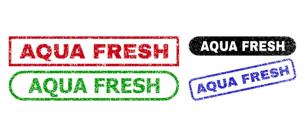 Sellos rectángulos FRESH de AQUA usando textura sucia — Vector de stock