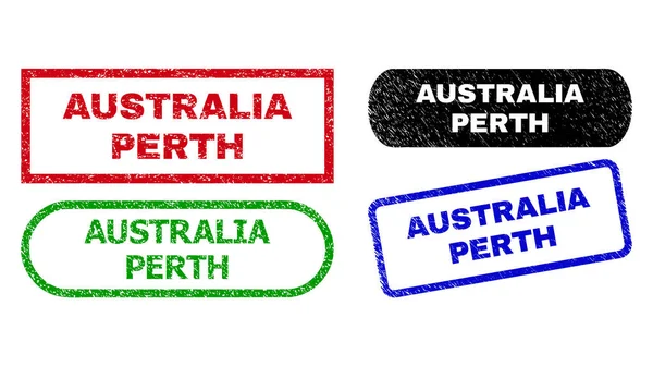 AUSTRALIEN PERTH Rechteck-Stempeldichtungen mit korrodiertem Stil — Stockvektor