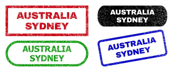 Selos de selo de retângulo AUSTRÁLIA SYDNEY com superfície de estresse — Vetor de Stock