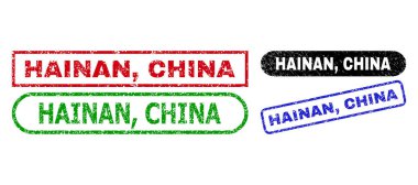 HAINAN, ÇİN Dörtgen Damgaları Grunged Style Kullanıyor