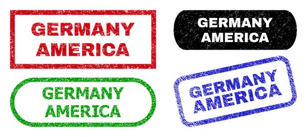 GERMANY AMERICA Rectangle Stamps Using Scratched Style — стоковий вектор