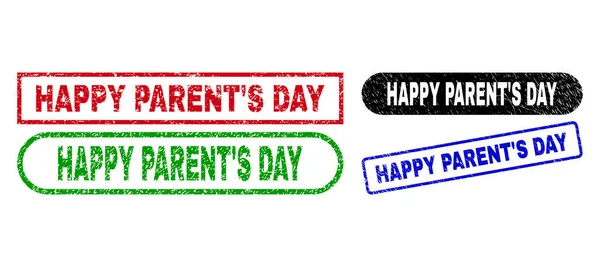 Mutlu Ebeveynler Günü Dikdörtgen Mühürleri Tehlike Dokusunu Kullanıyor — Stok Vektör