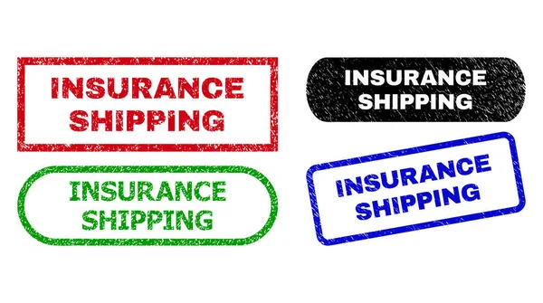 INSURANCE SHIPPING Rectangle Stamps Using Scratched Style — Stock Vector