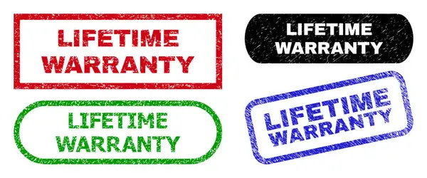 LIFETIME WARRANTY Rectangle Watermarks with Grunged Texture — Stock Vector