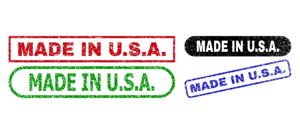 MADE IN U.S.A. Carimbos retangulares usando o estilo Grunged — Vetor de Stock