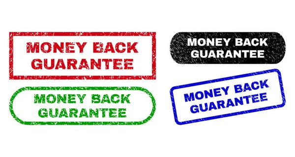 MONEY BACK GARANZIA Guarnizioni rettangolari con superficie corrotta — Vettoriale Stock