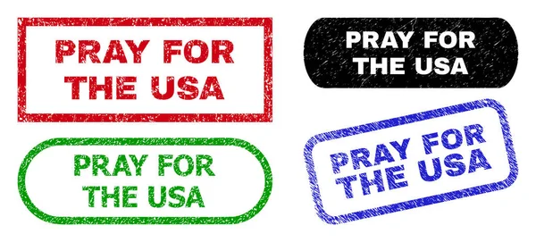 PRAY FOR THE USA Rectangle Stamps with Unclean Style — Stock Vector