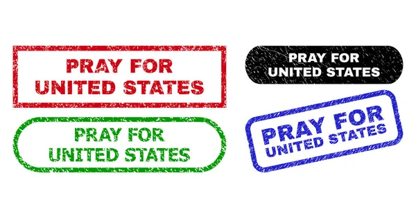 PRAY FOR UNITED STATES Rectangle Seals with Scratched Surface — Stock Vector