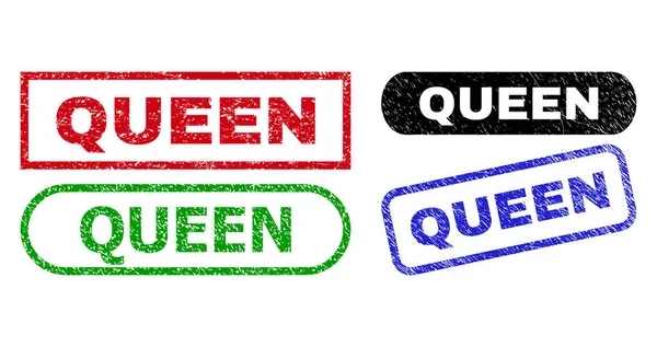 Sellos de sello de rectángulo QUEEN con estilo Grunged — Vector de stock