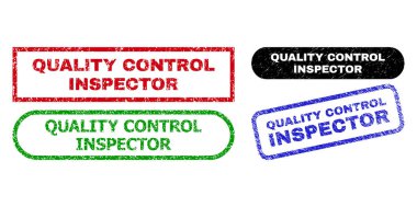 Kalifiye Denetim Müfettişi Dikdörtgen Mühürleri Grunged Surface kullanarak