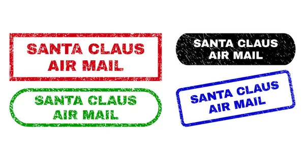 SANTA CLAUS AIR MAIL Rectángulo marcas de agua utilizando superficie sucia — Vector de stock