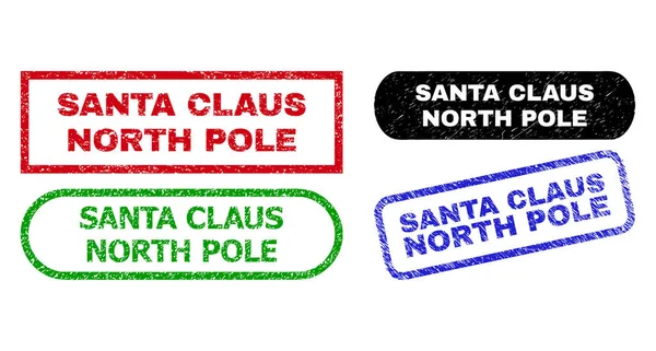 SANTA CLAUS NORTH POLE Rectángulo marcas de agua usando textura rechinada — Vector de stock