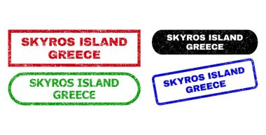 SKYROS ISLAND GREECE Dikdörtgen Mühürleri Çizik Yüzey