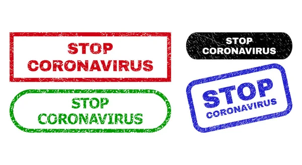 STOP CORONAVIRUS Rettangolo filigrane con stile impuro — Vettoriale Stock