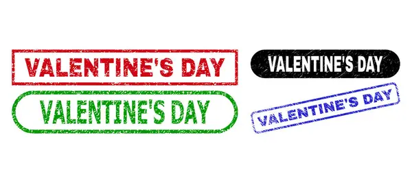 VALENTINAS DIA retângulo selos com textura grunge — Vetor de Stock