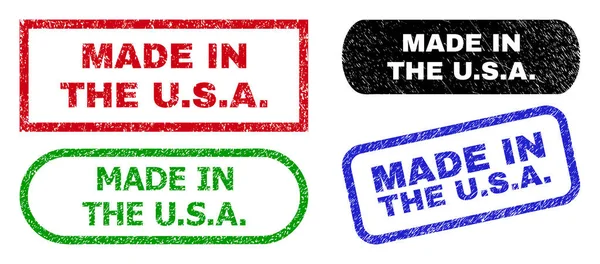 MADE IN THE U.S.A. retângulo selos com estilo impuro —  Vetores de Stock