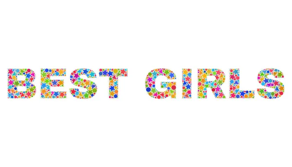 Bright BEST GIRLS Mosaico texto das estrelas — Vetor de Stock