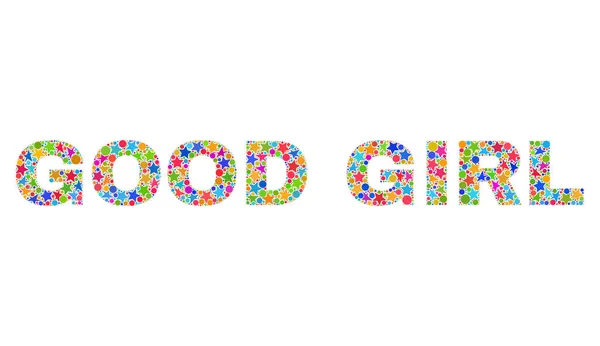 Bright GOOD GIRL Mosaic Text from Stars — Stockový vektor