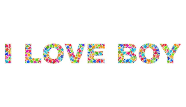 Bright I LOVE BOY Mosaic Text from Stars - Stok Vektor