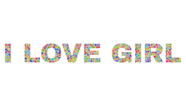 Bright I LOVE GIRL Mosaik Text från stjärnor — Stock vektor