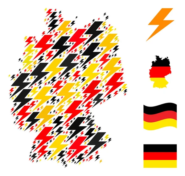 Duitse kaart Collage van Flash items in Duitse vlag kleuren — Stockvector