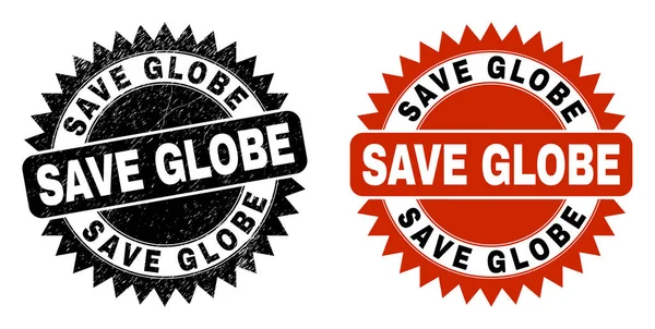 SAVE GLOBE Sceau de rosette noire avec surface rayée — Image vectorielle