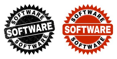 SOFTWARE Siyah Rosette Grunge Biçimli Mühür