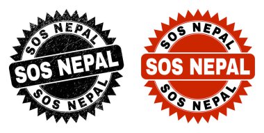 SOS NEPAL Kauçuk Biçimli Siyah Gül Mührü
