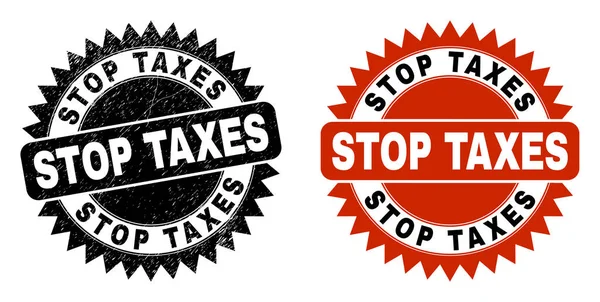 STOP TAXES Roseta negra marca de agua con textura corroída — Vector de stock