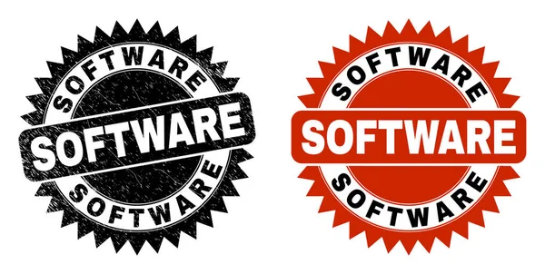 SOFTWARE黑色玫瑰邮票盖印风格优雅 — 图库矢量图片