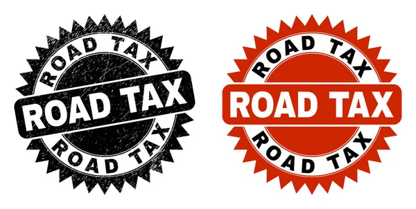 ROAD TAX Black Rosette Selo com superfície riscada — Vetor de Stock