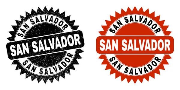 SAN SALVADOR μαύρη Rosette σφραγίδα με ακάθαρτη υφή — Διανυσματικό Αρχείο