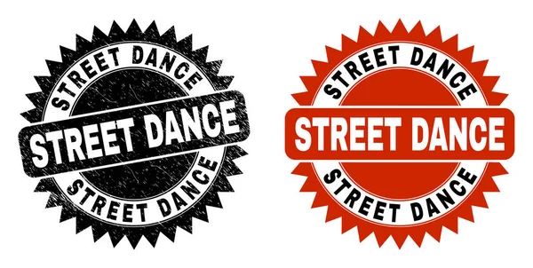 STREET DANCE Black Rosette Stamp with distress Surface — Stock Vector