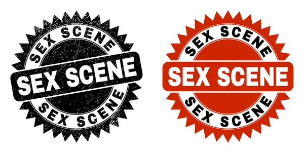 Sceau de timbre de rosette noire SEX SCÈNE avec style grogné — Image vectorielle