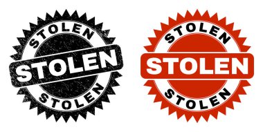 STOLEN Black Rosette Stamp Seal with Grunged Texture clipart