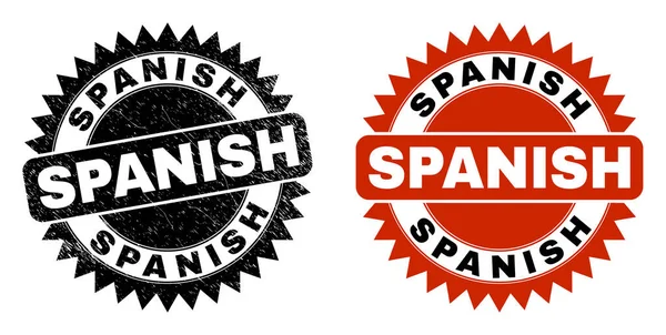 SPANISH Black Rosette Seal met Grunge textuur — Stockvector