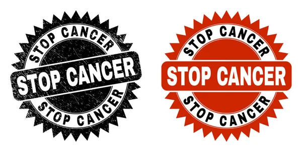 STOP CANCER Black Rosette Watermark with Corroded Surface - Stok Vektor