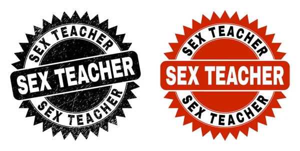 SEX TEACHER Black Rosette Watermark with Grunged Style — Stock Vector