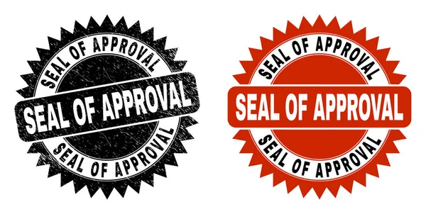 SEAL OF APPROVAL Svart Rosett Stämpel tätning med repad yta — Stock vektor