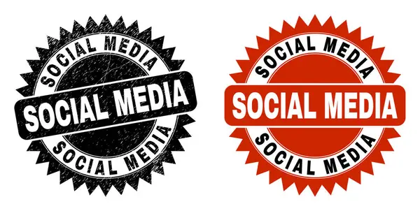 SOCIAL MEDIA Timbro di rosetta nero con stile gomma — Vettoriale Stock