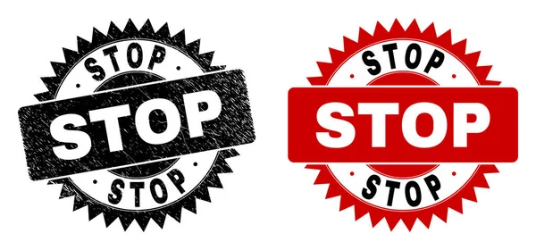 STOP Black Rosette Watermark with Scratched Texture — стоковий вектор