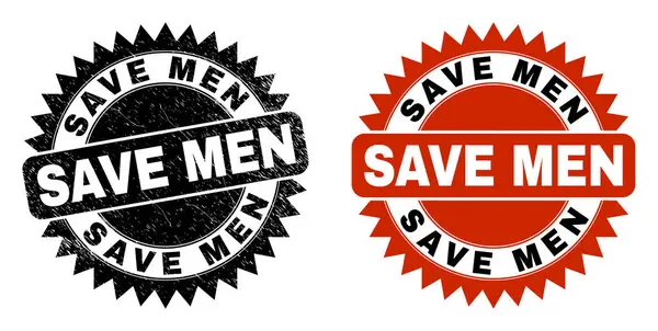 SAVE MEN Black Rosette Watermark with Rubber Surface — стоковый вектор