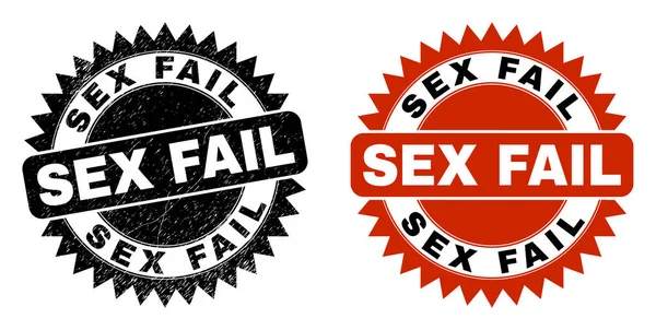 SEX FAIL Black Rosette Stamp with Grunge Surface — Stock Vector